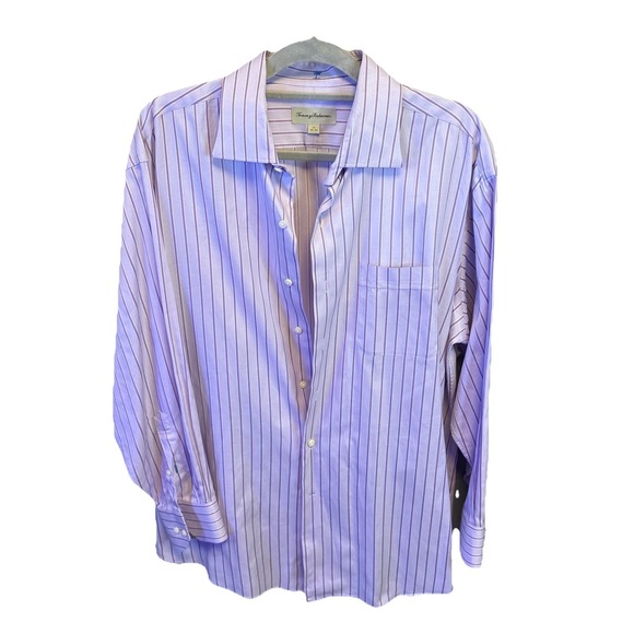 Tommy Bahama Shirt Men's XL Neck Size 17 Purple Cotton Long Sleeve Button Up - Picture 1 of 3